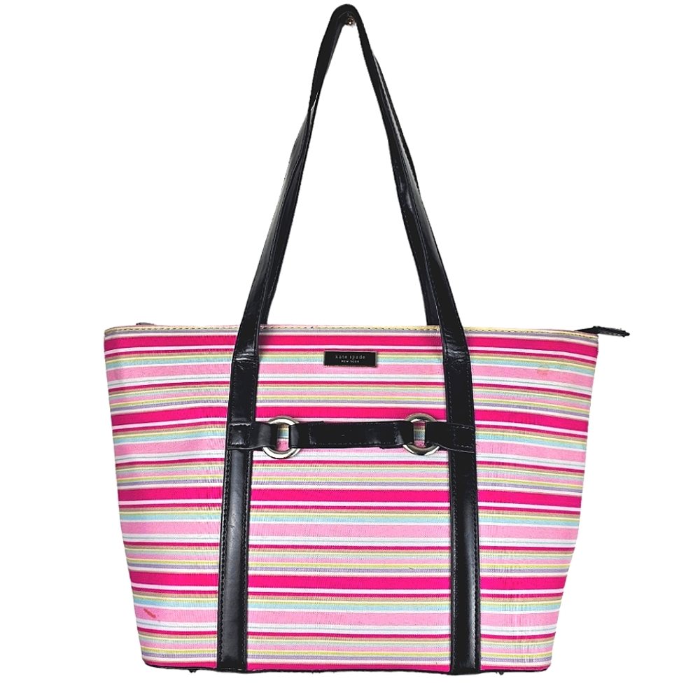 KATE SPADE Large Pink Striped Tote/Handbag